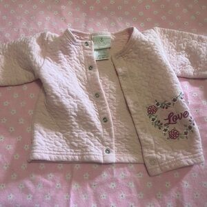 Pink Quilted Baby Jacket with Floral Embroidery